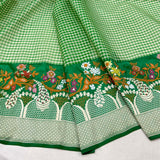 Green colour pure kora handwoven banarasi saree