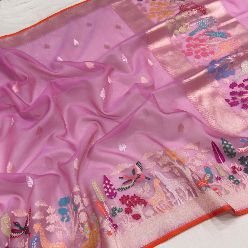 Pure ektara kora handwoven Banarasi saree