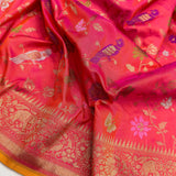 Dual shade pure katan silk Handwoven banarasi saree