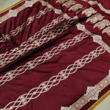 Brown colour pure katan silk handwoven banarasi saree