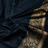 Black Color Pure Katan Silk Handwoven Banarasi Saree
