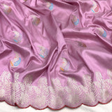 Light pink colour pure katan silk Handwoven banarasi saree