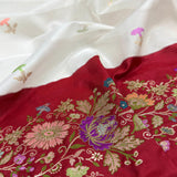 White colour pure kora Handwoven Banarasi saree