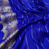 Royal Blue pure katan silk Handwoven banarasi rangkat saree