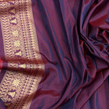 Whine colour pure katan silk Handwoven banarasi Tanchoi saree