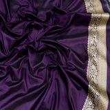 Purple colour pure katan silk Handwoven banarasi saree