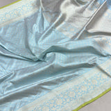 Sky Blue colour pure katan silk Handwoven banarasi Tanchoi saree