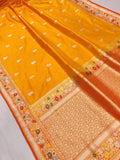 Orange Colour Pure Katan Silk Handwoven Banarasi Saree