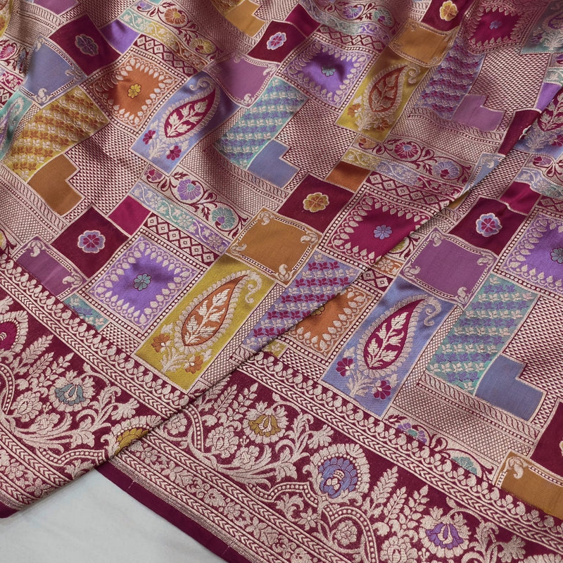 Multicolor Pure Katan Silk Handwoven Banarasi Saree