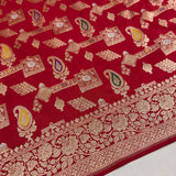 Red colour pure mashru silk Handwoven banarasi saree