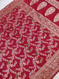 Maroon colour Pure Katan Silk Handwoven Banarasi Saree