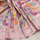 Light pink colour pure katan silk handwoven banarasi silk saree