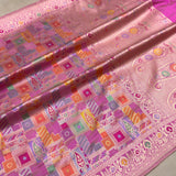 Lavender colour pure katan silk handwoven banarasi rangkat saree