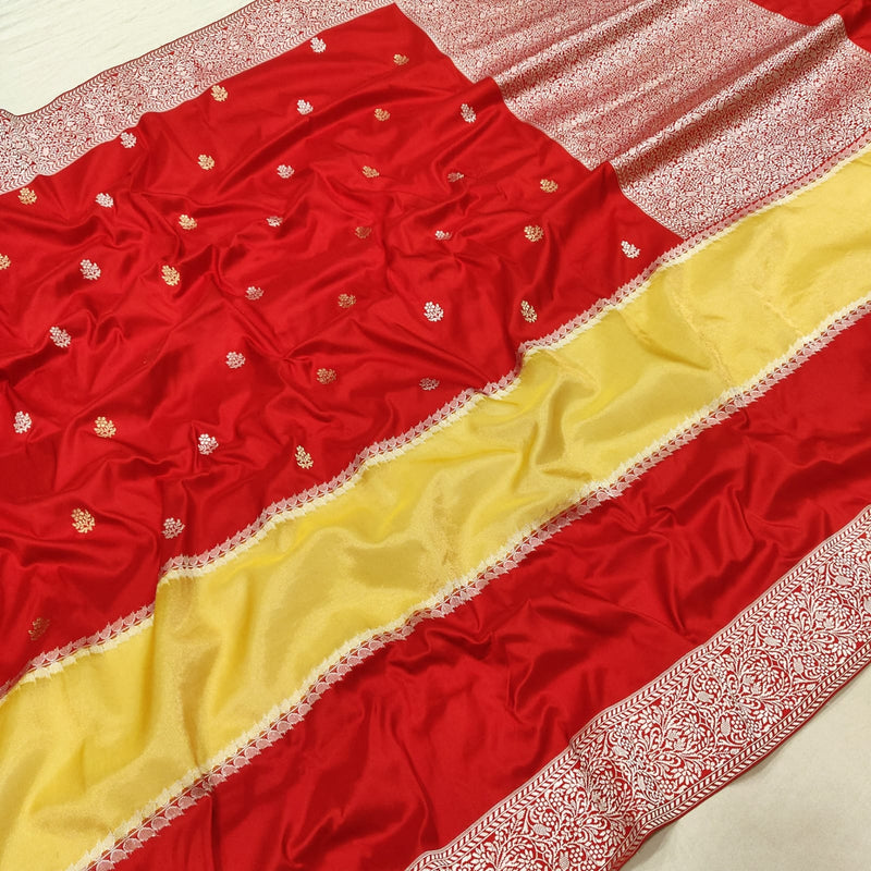 Red Colour Pure Katan Silk Handwoven Banarasi Saree