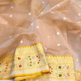 Pure Kora handwoven Banarasi saree