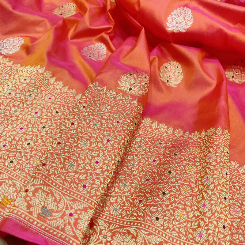 Dual Sade Pure Katan Silk Handwoven Banarasi Saree