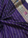 Purple Color Pure Katan Silk Handwoven Banarasi Jungla Saree