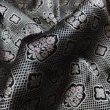 Black Pure Katan Silk Banarasi Fabric