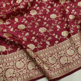 Brown colour pure katan silk handwoven banarasi saree