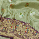 Light green Colour Pure Tissue Silk Handwoven Banarasi Saree