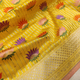 Yellow colour Pure Katan Silk Handwoven Banarasi Saree