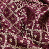 Garnet Color Pure Katan Silk Banarasi Fabric