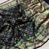 Nevi blue colour pure katan silk Handwoven banarasi saree