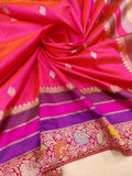 Pink colour Pure Katan Silk Handwoven Banarasi Saree