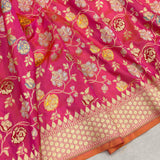 Dual shade pure katan silk Handwoven banarasi saree