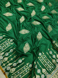 Dark green Colour Pure Katan Silk Handwoven Banarasi Saree