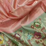 Peach Colour Pure Tissue Silk Handwoven Banarasi Saree