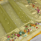 Pure Kora handwoven Banarasi saree