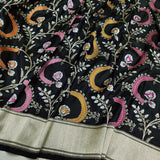Black colour Pure Katan Silk Handwoven Banarasi Saree