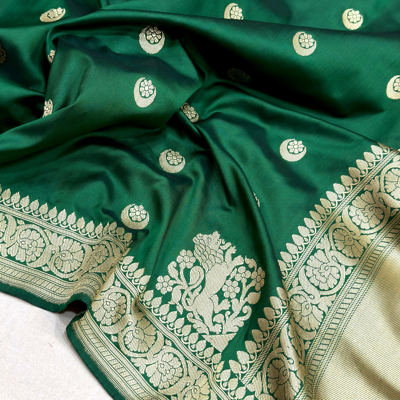 Green Katan Silk Handwoven Banarasi Saree
