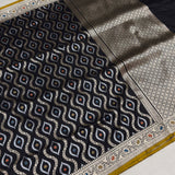 Black Color Pure Katan Silk Handwoven Banarasi Saree
