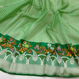 Green colour pure kora handwoven banarasi saree