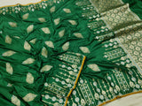 Dark green Colour Pure Katan Silk Handwoven Banarasi Saree