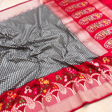 Black colour pure katan silk Handwoven banarasi saree