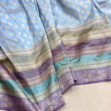 Sky Blue colour pure katan silk Handwoven banarasi saree