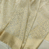 White colour Pure Kora Silk Handwoven Banarasi Saree