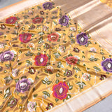 Fanta colour pure katan silk Handwoven banarasi saree