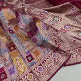 Multicolor Pure Katan Silk Handwoven Banarasi Saree