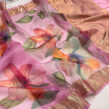 Multicolour pure kora Handwoven Banarasi saree
