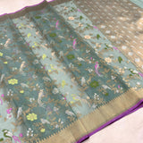 Pure Kora handwoven Banarasi saree