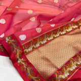 Pure Kora handwoven Banarasi saree