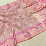 Pure Kora Silk Handwoven Banarasi Saree