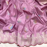 Light pink colour pure katan silk Handwoven banarasi saree