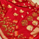 Red colour Pure Katan Silk Handwoven Banarasi Saree
