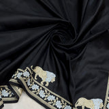 Black colour pure katan silk Handwoven banarasi saree