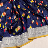 Nevi blue colour pure katan silk handwoven banarasi saree